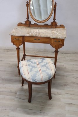 Cherry Dressing Table with Stool Early 20th Century Set of 2 for