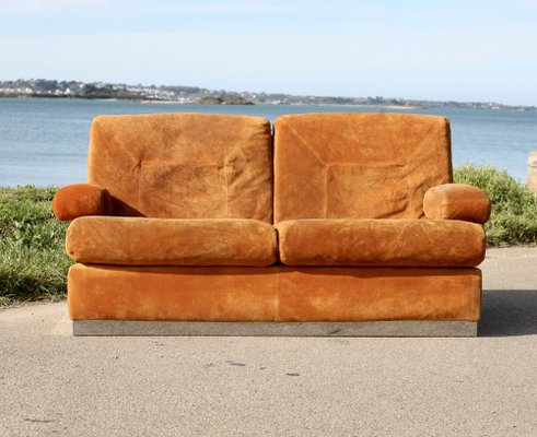 Orange cheap suede sofa