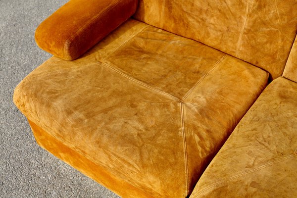 Suede and Steel Orange Sofa 1970