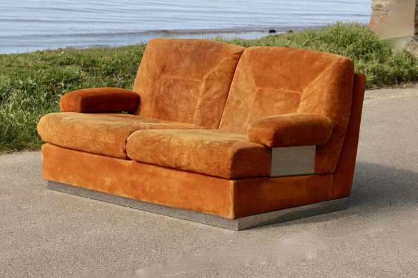Orange suede sofa deals