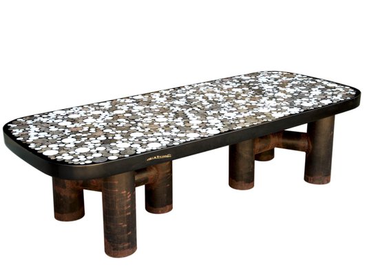 Coffee Table With Marble Inlay By Etienne Allemeersch 1970s For Coffee Table With Marble Inlay By Etienne Allemeersch 1970s 2