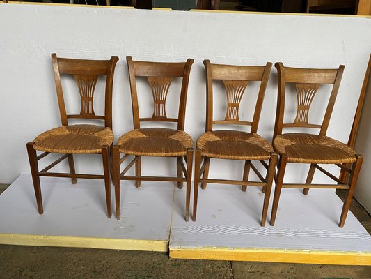 Vintage Rustic Chairs in Wood 1890s Set of 4 for sale at Pamono