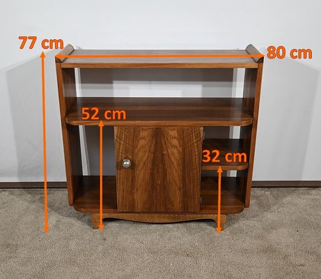 Petit Meuble D'appoint Art Déco En Bois Massif - Début XXe Siècle - Hauteur 68 Cm, Avec étagères
