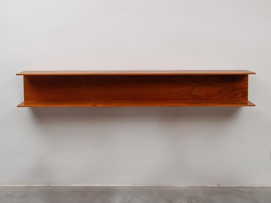 Large Floating Teak Wall Mounted Shelf attributed to Walter Wirtz