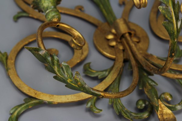 Set of Eight of Italian Iron Tole and Gilt Wood Sconces Priced per Pair Set of Eight of Italian Iron Tole and Gilt Wood Sconces Priced per Pair