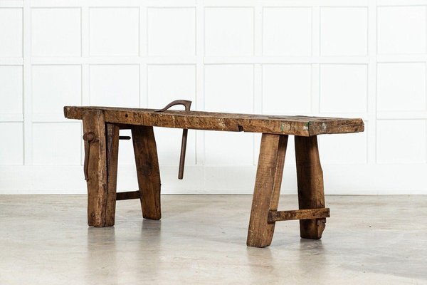 19thc French Elm Cobblers Bench Console, 1890 for sale at Pamono