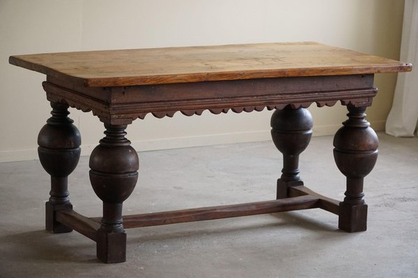 Danish Baroque Oak and Pine Table with Elaborate Formed Carved Legs Danish Baroque Oak and Pine Table with Elaborate Formed Carved Legs