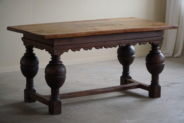 Danish Baroque Oak and Pine Table with Elaborate Formed Carved Legs Danish Baroque Oak and Pine Table with Elaborate Formed Carved Legs