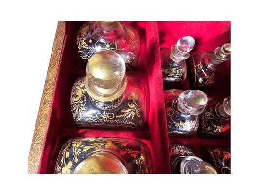 18th Century Liqueur Chest with Glassware, 1750s, Set of 13 for