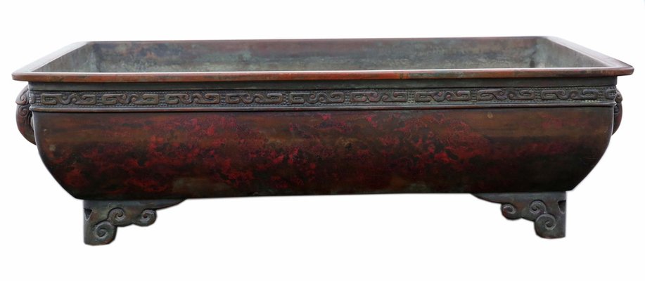 Large Bronze Suiban Ikebana Garden Plant Pot, 1880s for sale at Pamono
