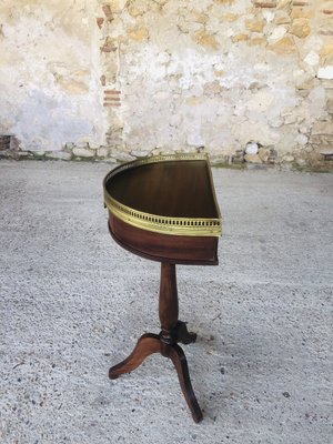 Vintage Mahogany Half Moon Nightstand on Pedestal 1950s