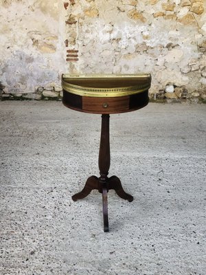 Vintage Mahogany Half Moon Nightstand on Pedestal 1950s