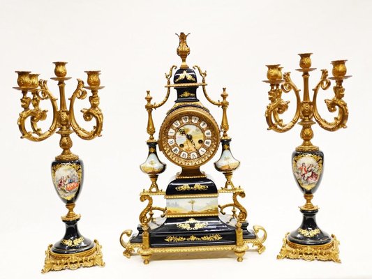 Handsome French Industrial Clock and garniture Handsome French Industrial Clock and garniture