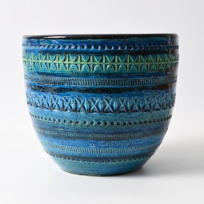 Rimini Blue Flower Pot by Aldo Londi for Bitossi, 1960s for sale