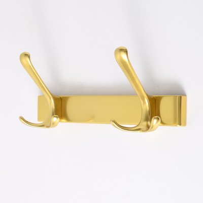 Mid-Century Gold Anodized Aluminium Wall Coat Rack, 1960s for sale