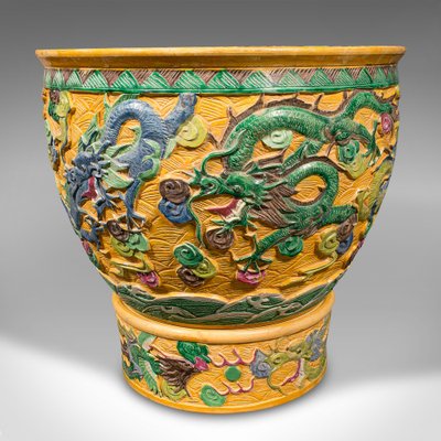 Large Vintage Chinese Planters in Ceramic, 1930s, Set of 2