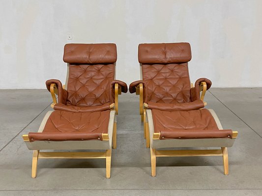 Pernilla 69 Lounge Chair with Ottoman by Bruno Mathsson for Pernilla 69 Lounge Chair with Ottoman by Bruno Mathsson for