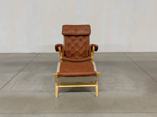 Pernilla 69 Lounge Chair with Ottoman by Bruno Mathsson for Pernilla 69 Lounge Chair with Ottoman by Bruno Mathsson for