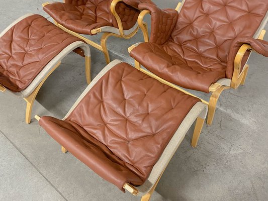 Pernilla 69 Lounge Chair with Ottoman by Bruno Mathsson for Pernilla 69 Lounge Chair with Ottoman by Bruno Mathsson for
