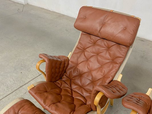 Pernilla 69 Lounge Chair with Ottoman by Bruno Mathsson for Pernilla 69 Lounge Chair with Ottoman by Bruno Mathsson for