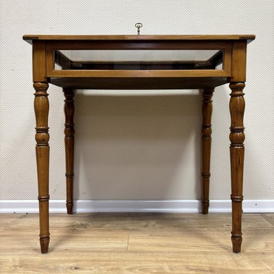 Antique Jewelry Display Case in Cherry Wood with Side Glazing