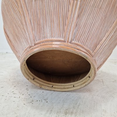 Groer bertopf aus Bambus & Rattan, Frankreich, 1970er bei Pamono kaufen