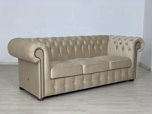 Chesterfield Three-Seater Sofa in Beige