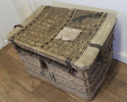 Large Antique Wicker Railway Parcel Hamper, 1890s for sale at Pamono