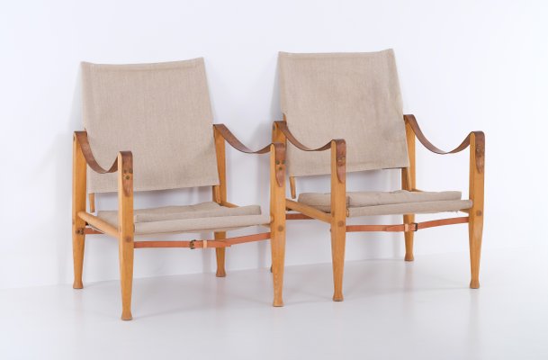 Vintage Safari Chairs by Kaare Klint 1960s Set of 2