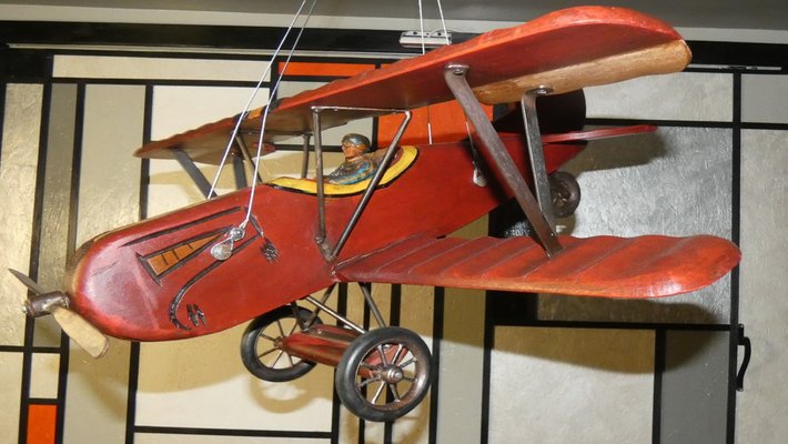 Hand-Painted Wooden Francesco Baracca SPAD S.XIII Model Plane
