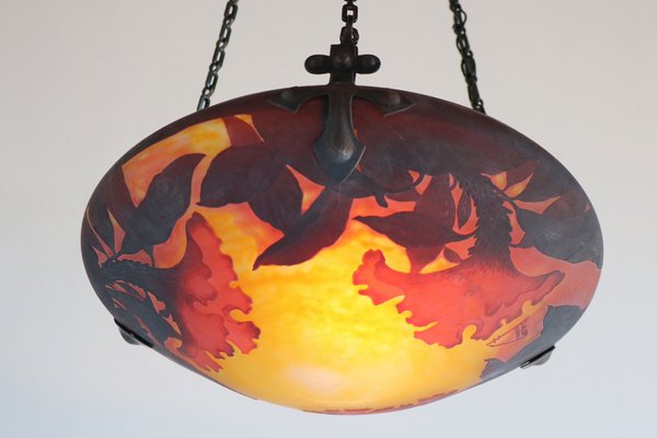 French Art Nouveau Pendant Light from Daum Nancy, 1910s for sale
