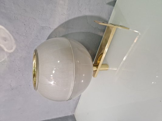 Wall Sconces in Brass and Striped Glass by Ignazio Gardella, 1960s, Set of  2 for sale at Pamono