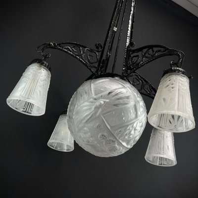 Plafonnier Lustre Urso Store - Fer Forgé Et Verre - Style Classique - Blanc/Ivoire - 5 Lumières - NEUF (Italie)