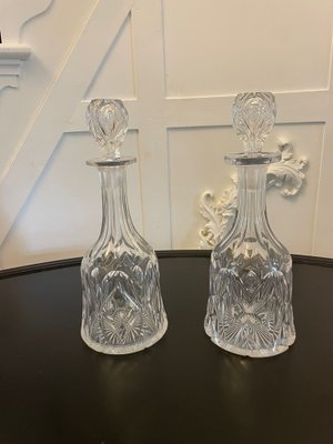Antique Victorian Cut Glass Decanters, 1850, Set of 2 for sale at