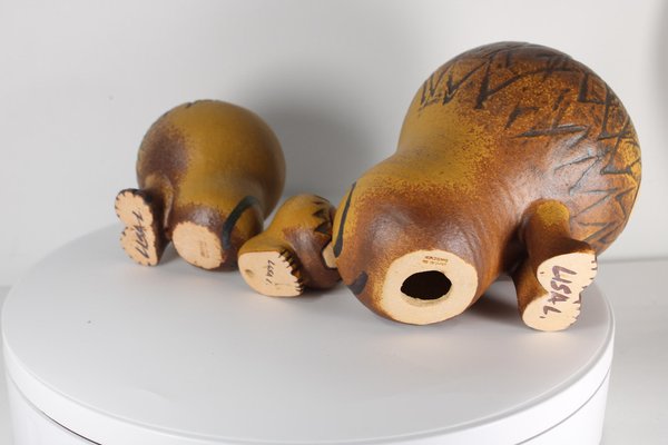 Ceramic Lions by Lisa Larson for Gustavsberg, Sweden, 1964, Set of