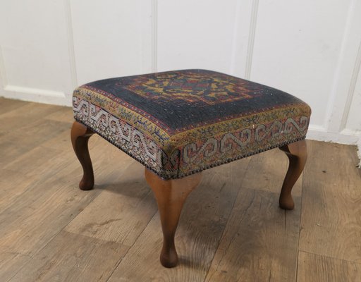 Point Embroidered Tapestry Upholstered Stool 1960s for sale at Pamono