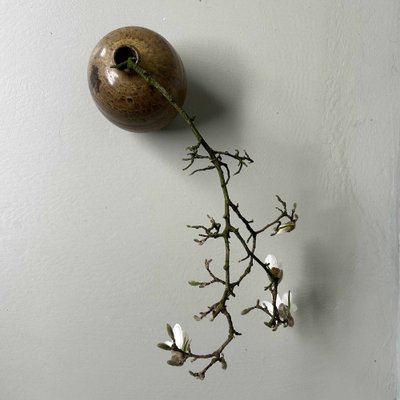 Wood-Fired Ceramic Ikebana Flower Vase, (Hizen) Kuromuta