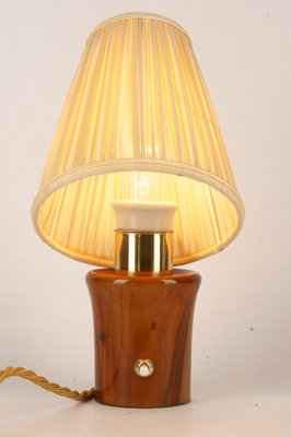 Small Cherrywood Table Lamp with Fabric Shade by Rupert Nikoll