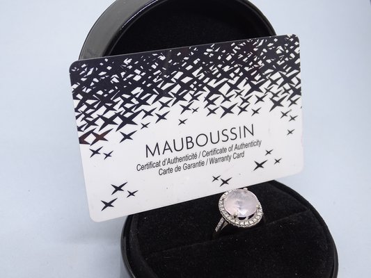 Pink Amethyst and Diamonds 18k White Gold Ring from Maison Mauboussin France 1990s
