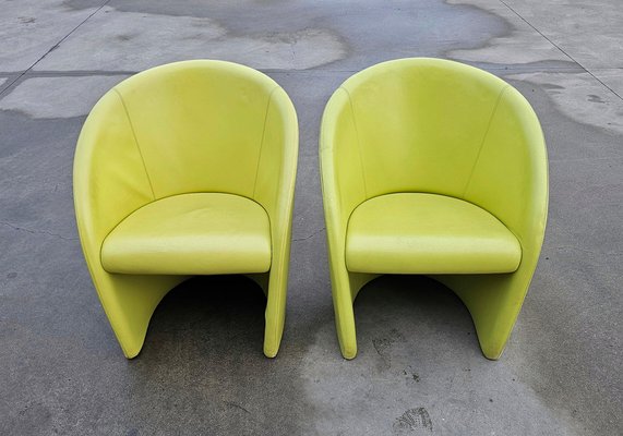 Intervista Club Chair in Chartreuse Leather from Poltrona Frau