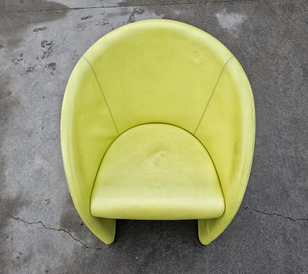 Intervista Club Chair in Chartreuse Leather from Poltrona Frau
