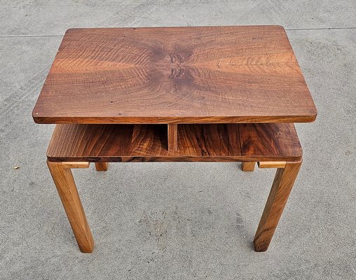 Art Deco Rectangular Two-Tier Walnut Side Table, Austria