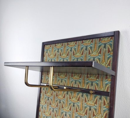Art Deco Compact Foyer Coat Rack with Klimt-Esque Fabric, Austria