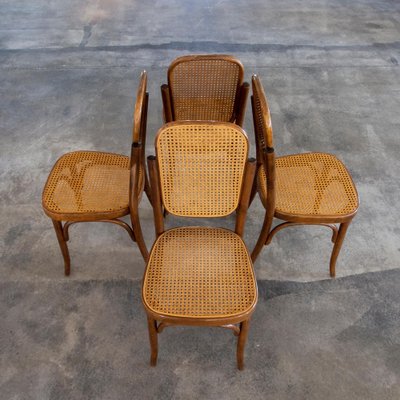 Dining Chairs in Rattan and Bentwood attributed to Mundus Former Yugoslavia 1970s Set of 4
