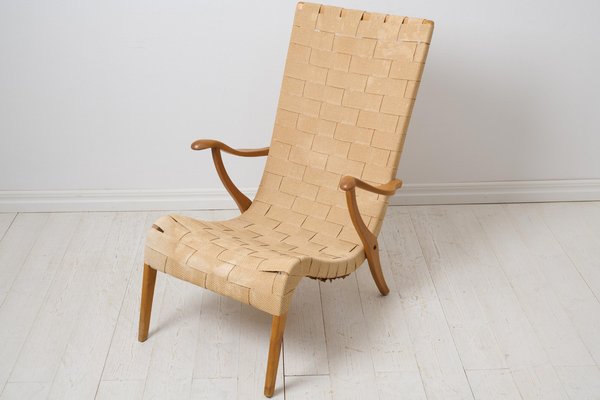 Scandinavian Modern Woven Lounge Chair by Axel Larsson for