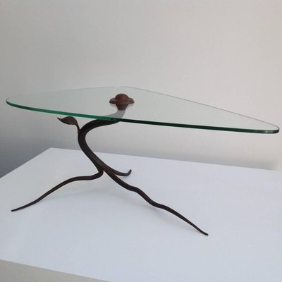 Vintage Wrought Iron And Glass Coffee Table