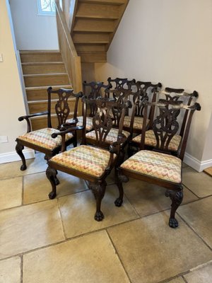 Antique Irish Victorian Chippendale Style Mahogany Dining Chairs