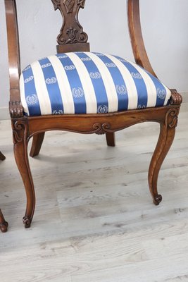 Dining Chairs in Carved Walnut, Early 19th Century, Set of 4 for