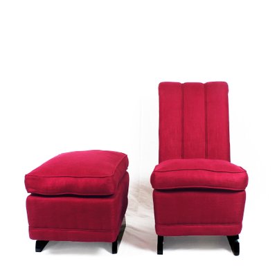 Art Deco Low Chair Ottoman 1930s For At Pamono Art Deco Low Chair Ottoman 1930s 2