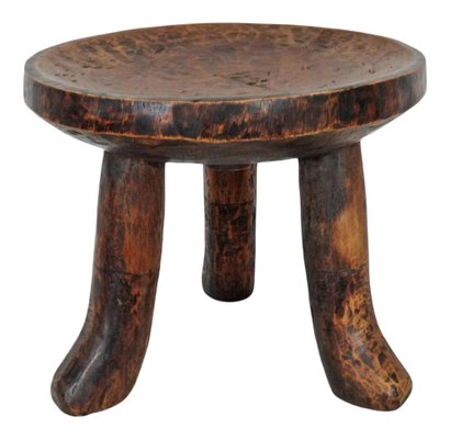 Vintage Three Leg Wooden Stool for sale at Pamono